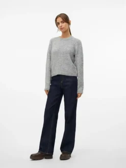 Novah Striktrøje, Medium Grey Melange, XL