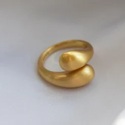 Ocean Flow Duo Ring, Gold Plated, 54