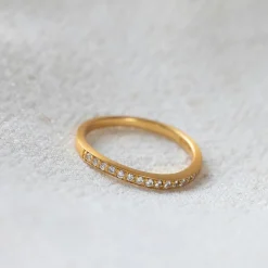 Ocean Flow Sparkle Band Ring, Gold Plated, 52