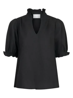 Odesa Linen Bluse, Black, 38