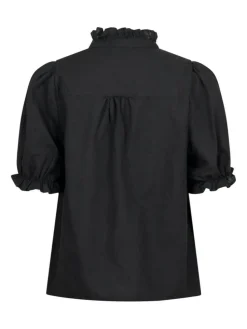Odesa Linen Bluse, Black, 38