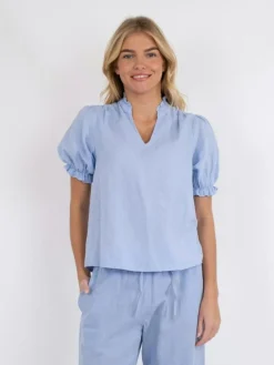 Odesa Linen Bluse, Light Blue, 40