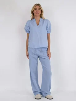 Odesa Linen Bluse, Light Blue, 40