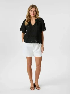 Odet Embroidery Bluse, Black, 38