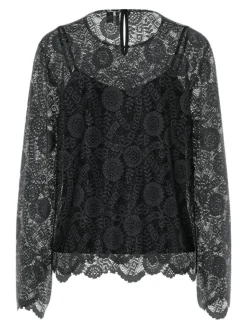 Olline Lace Bluse, Black, L