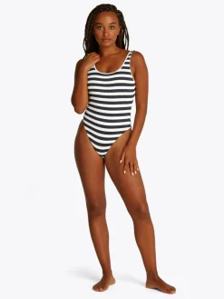 One Piece Badedragt, Stripe Dark Night Navy/Ivory, L