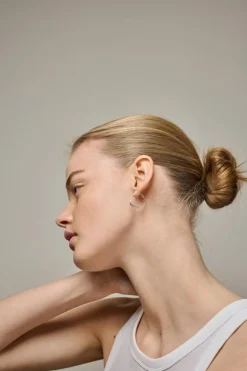 Organic Heart Medium Øreringe, Silver