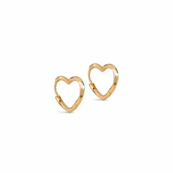 Organic Heart Small Øreringe, Gold Plated