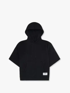 Organic Short Sleeve Hoodie, Black, XS