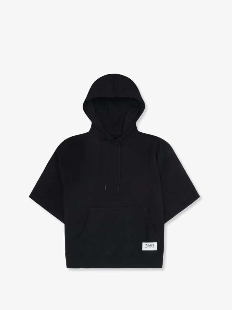 Organic Short Sleeve Hoodie, Black, XS