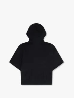 Organic Short Sleeve Hoodie, Black, XS