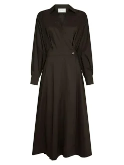 Ottana Poplin Kjole, Chocolate Brown, 42