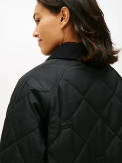 Padded Flag Quilted Frakke, Black, S