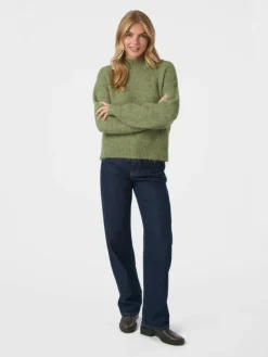 Paulina Fluffy Knit Striktrøje, Dusty Green, 40