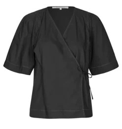 Pera Wrap Bluse, Black, M