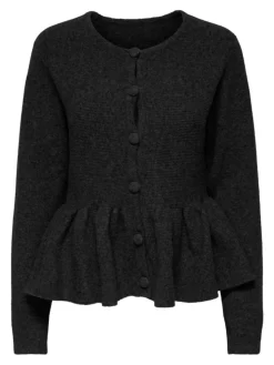 Piruet Peplum Cardigan, Black, XS