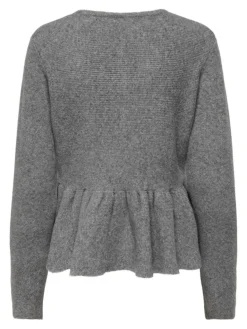 Piruet Peplum Cardigan, Light Grey Melange, M