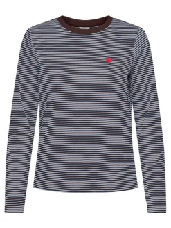 Pisa Langærmet T-shirt, Coffee Bean Kentucky Blue Stripe, M
