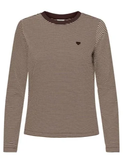 Pisa Langærmet T-shirt, Coffee Bean Sandshell Stripe, S