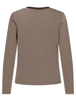 Pisa Langærmet T-shirt, Coffee Bean Sandshell Stripe, S