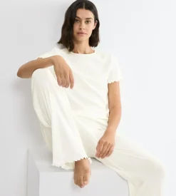 Pointelle Natbukser, Silk White, 36