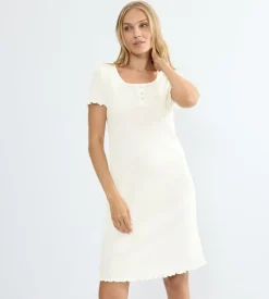 Pointelle Natkjole, Silk White, 46