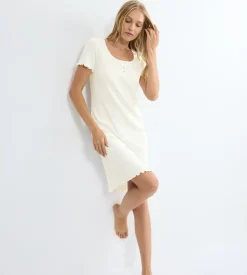 Pointelle Natkjole, Silk White, 46