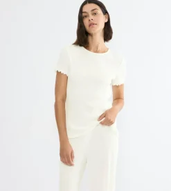 Pointelle Top, Silk White, 36