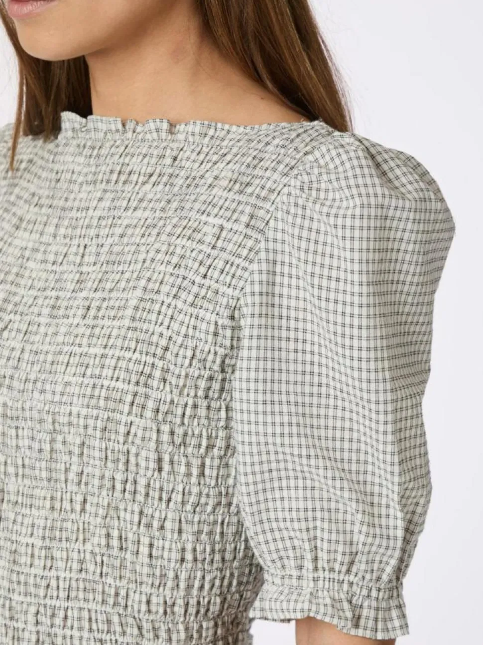 Polkis Small Check Kjole, Creme, 36