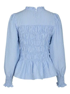 Possa Twist Stripe Bluse, Light Blue, 34