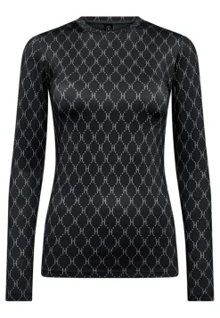 Printed Bluse, Black/Grey, S