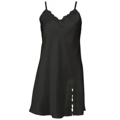 Pure Silk Natkjole, Black, M