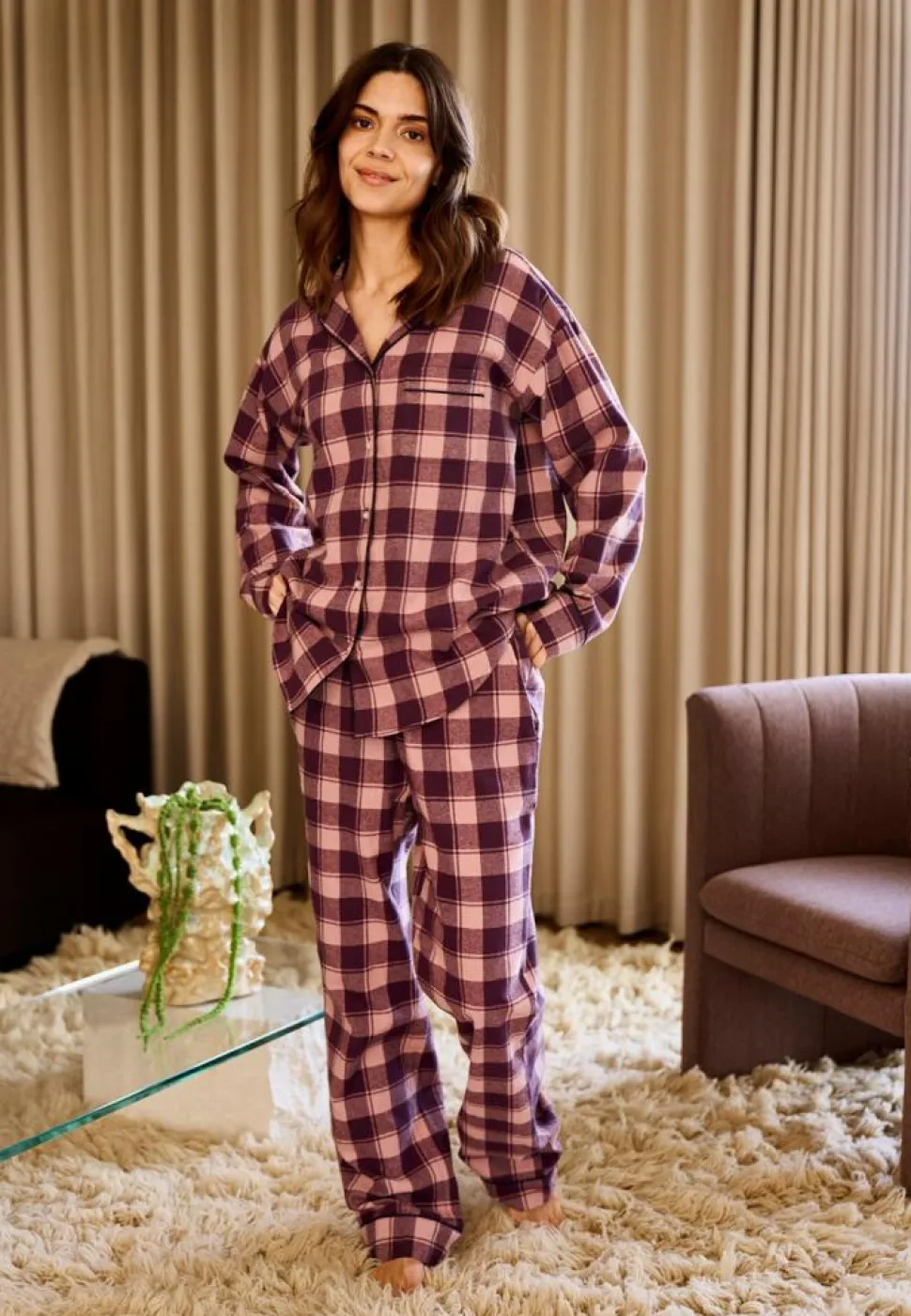 Pyjamasskjorte, Rose, XL