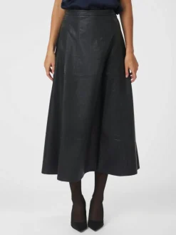 Raya Faux Leather Nederdel, Black, 38