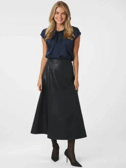 Raya Faux Leather Nederdel, Black, 38