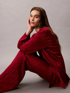 Relaxed Natskjorte, Giga Satin Shine Emblem/Red, S