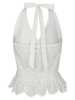 Ribbi Halter Neck Top, White, 36
