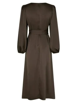 Rimini Heavy Sateen Kjole, Dark Brown, 38