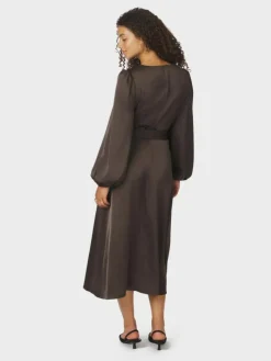 Rimini Heavy Sateen Kjole, Dark Brown, 38