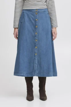 Risle Nederdel, Medium Blue Denim, 34