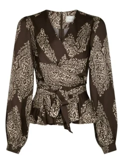 Rista Paisley Drop Bluse, Dark Brown, 36
