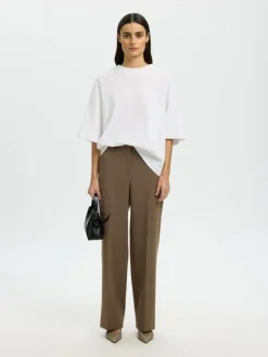 Rita Wide Bukser, Chocolate Chip Melange, 38/L32