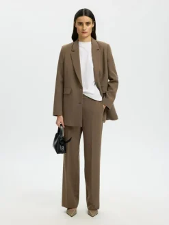 Rita Wide Bukser, Chocolate Chip Melange, 38/L32