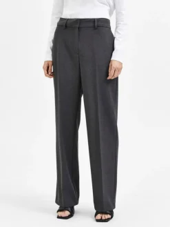 Rita Wide Bukser, Dark Grey Melange, 40/L32