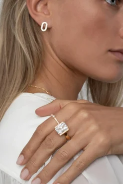 Roccanova Ring, Guld/Hvid, 54