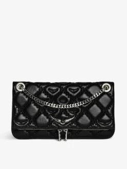 Rock II Quilted Monogram Clutch, Black