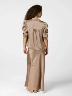 Roella Heavy Sateen Bluse, Dark Taupe, 40