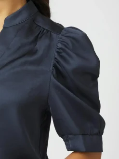 Roella Heavy Sateen Bluse, Midnight Blue, 38