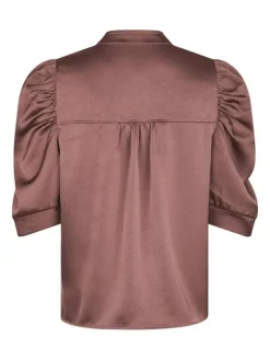 Roella Heavy Sateen Bluse, Dark Rose, 36