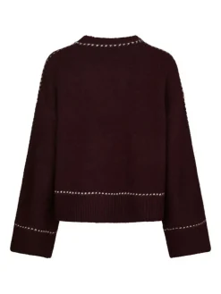 Roeme Knit Stitch Striktrøje, Wine, 42